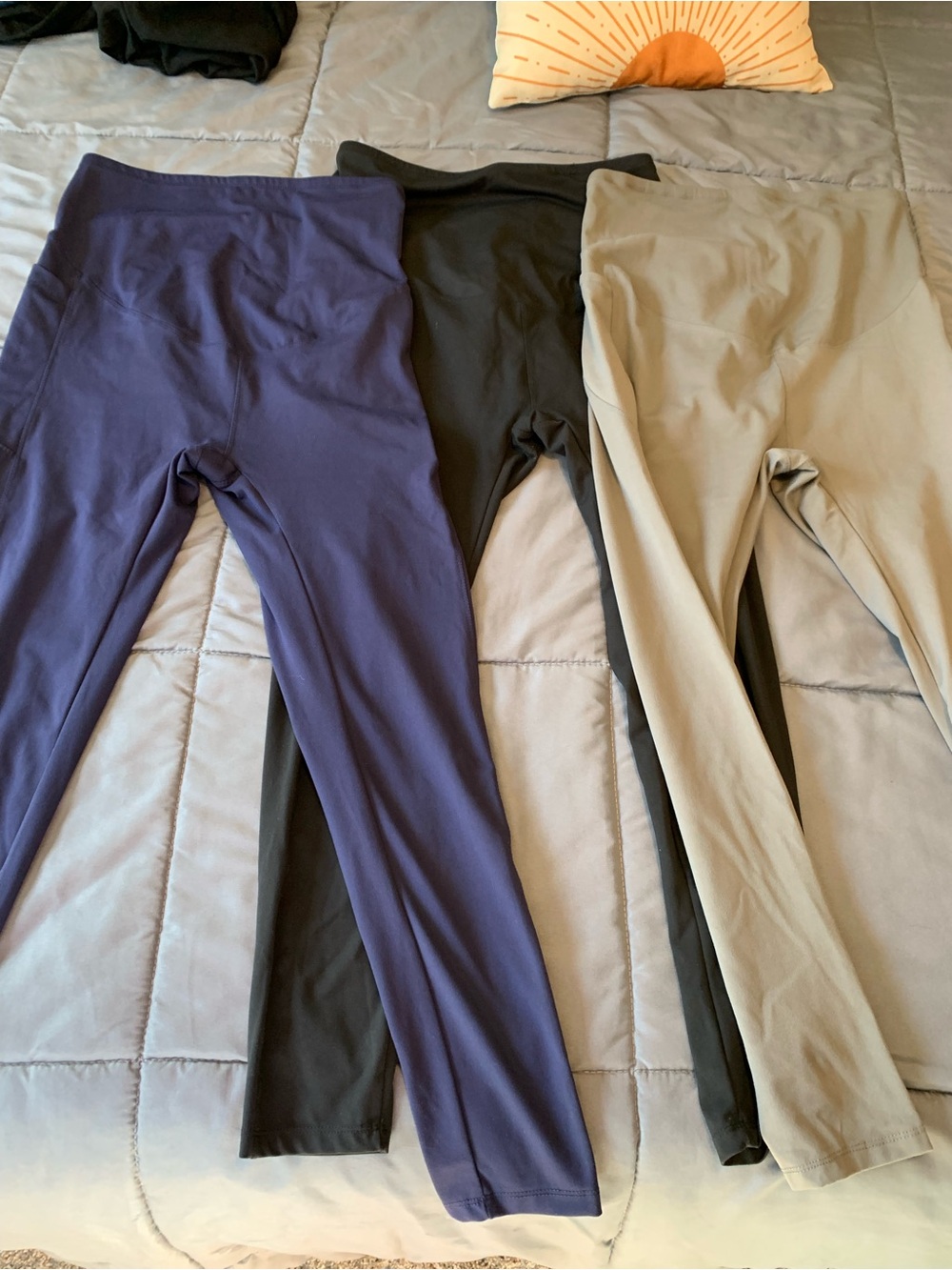 3 Pack Maternity Leggings with Pockets - Navy, Black & Gray